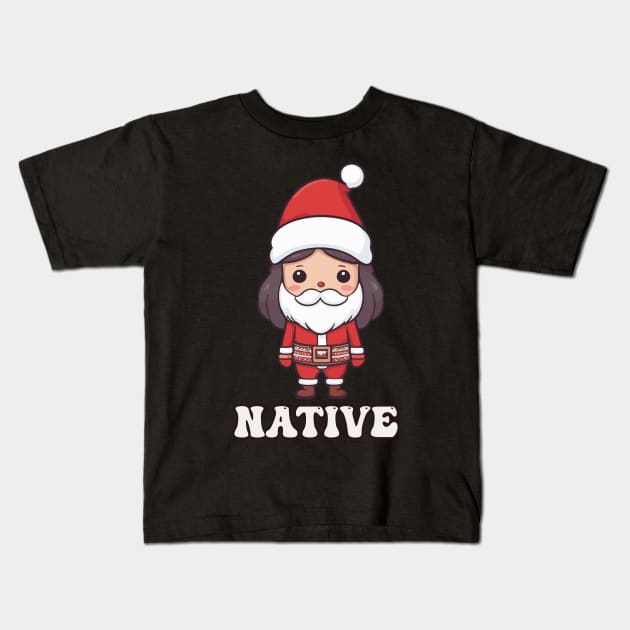 Cute Native American Indian Christmas Kids T-Shirt by Rishirt